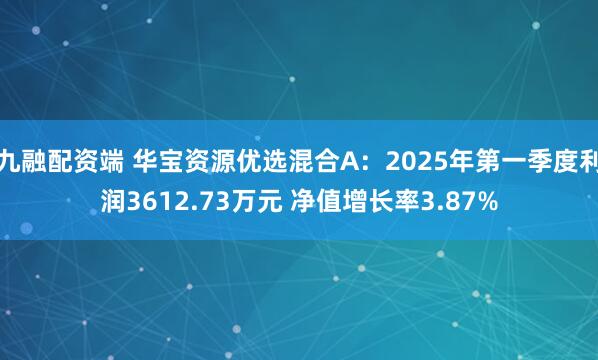 九融配资端 华宝资源优选混合A：2025年第一季度利润3612.73万元 净值增长率3.87%
